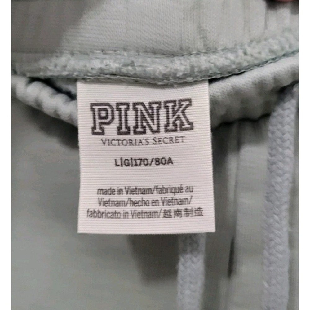 VICTORIA'S SECRET PINK Green Jogger Pocket Drawstring Sweatpants Size L - Picture 3 of 6